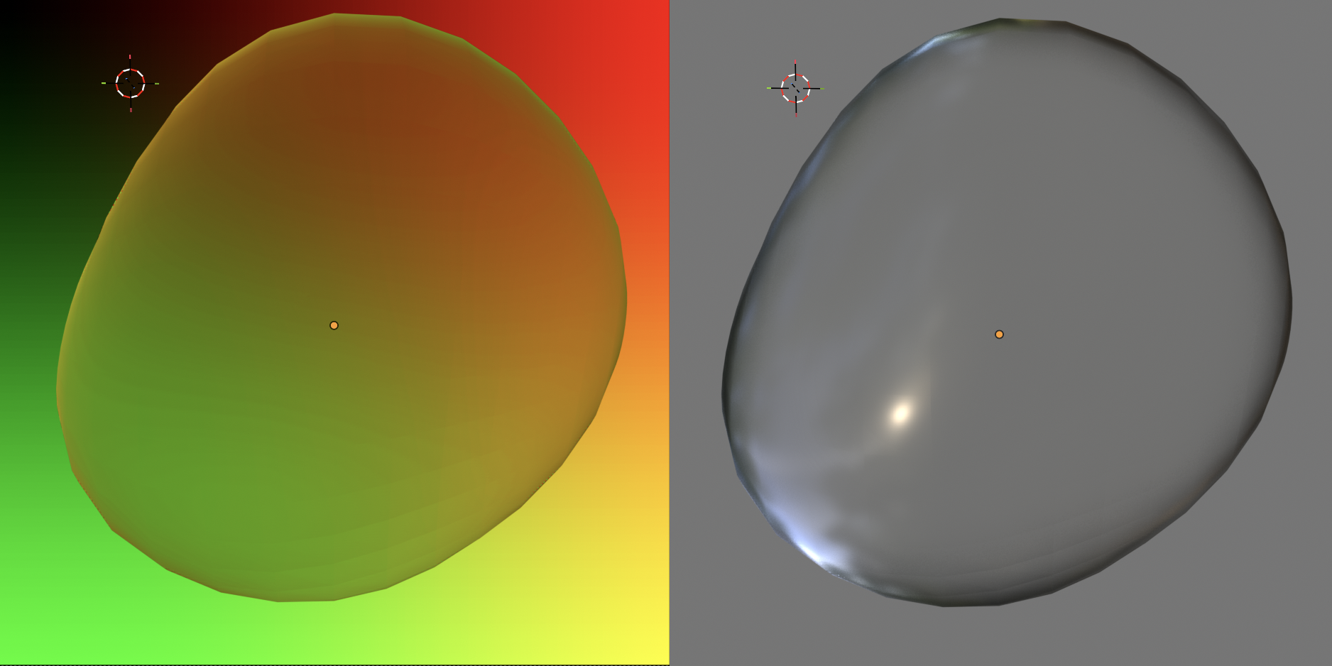 Blender scene setup for the two render modes