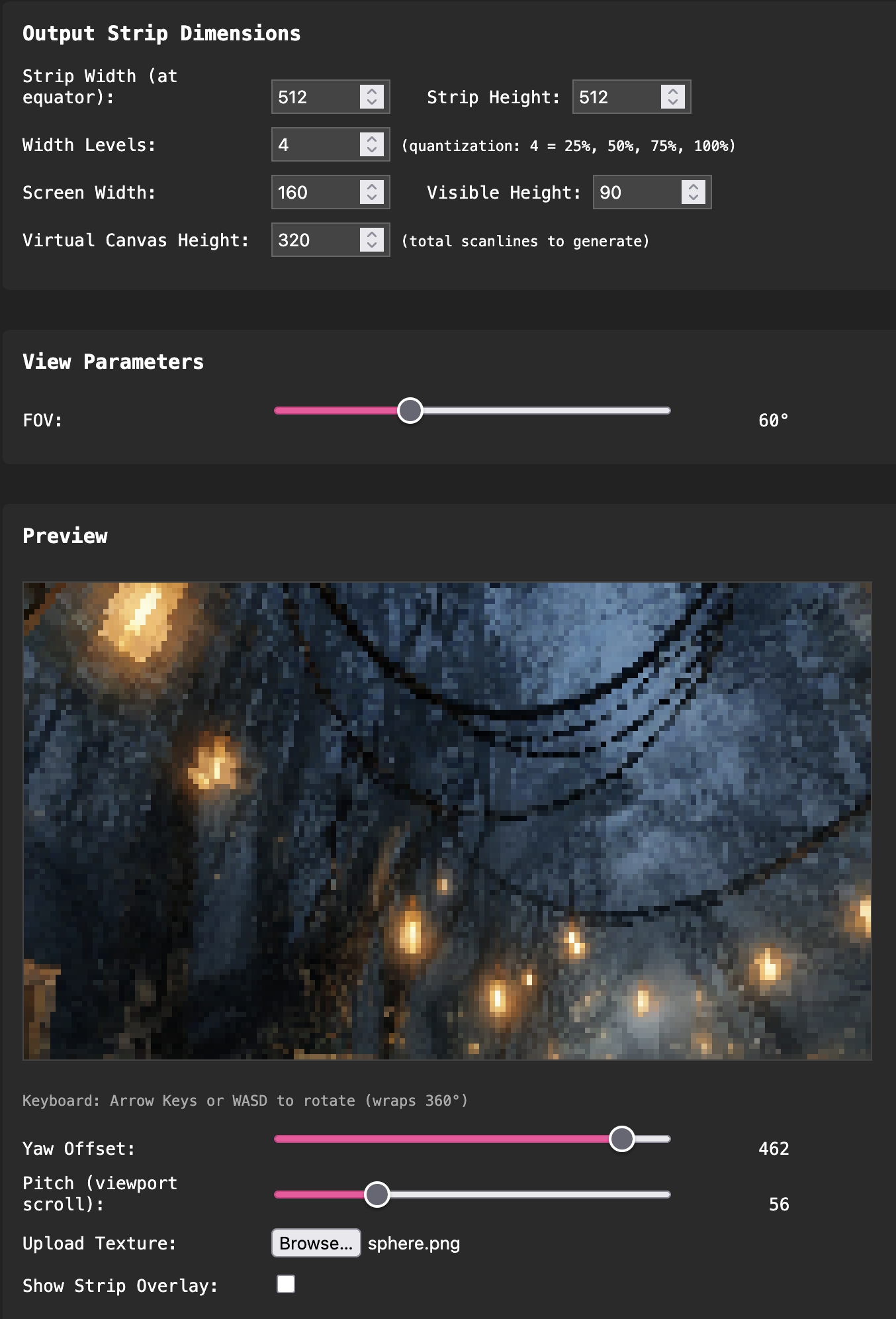 Sphere map web tool screenshot
